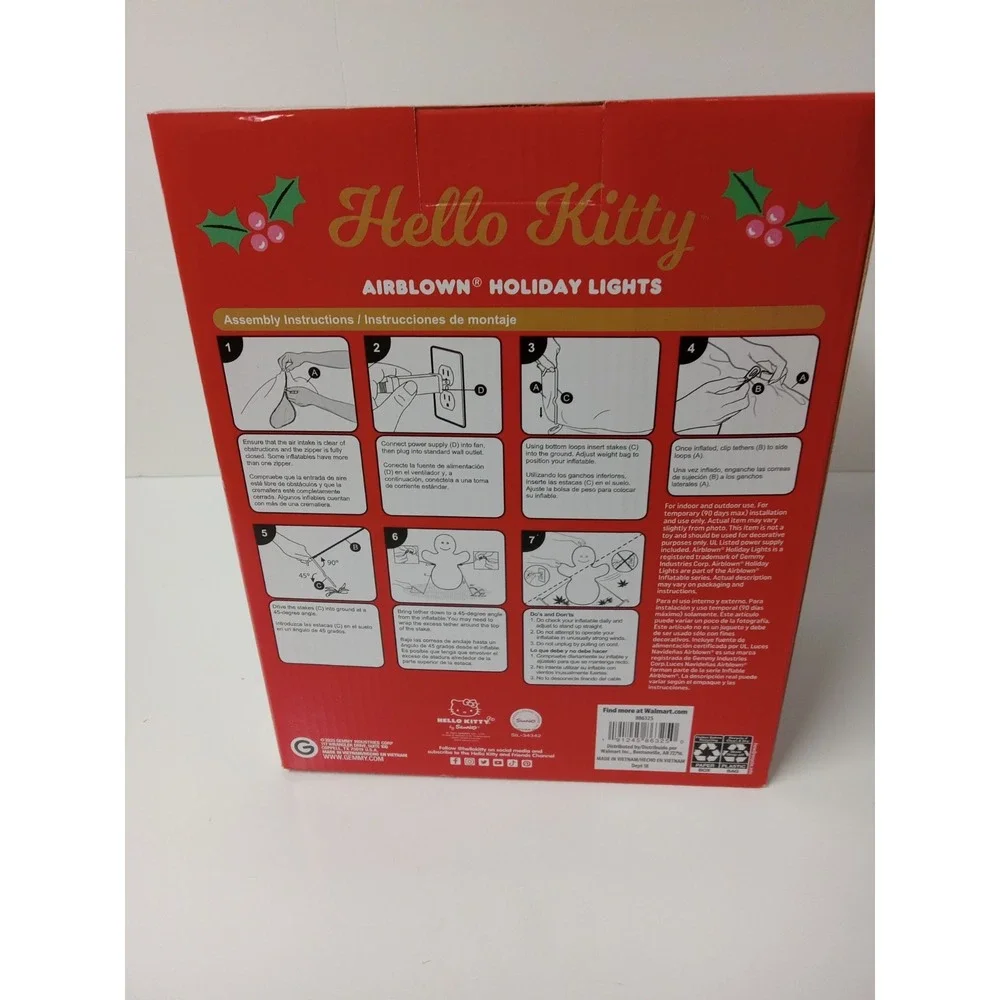 Hello Kitty Holding Christmas Wreath Airblown Inflatable 4.5‎ Feet Tall New